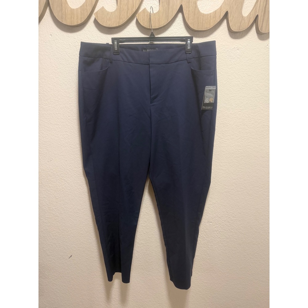 Eloquii Kady Fit Navy Blue Tapered Leg Dress Pants Trousers Womens 18R